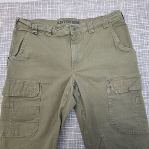 Duluth Flex Fire Hose Cargo Pants Work Green Relaxed Men's 44x30 (Actual 43x28)